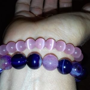 Pink opal and amethyst bracelets